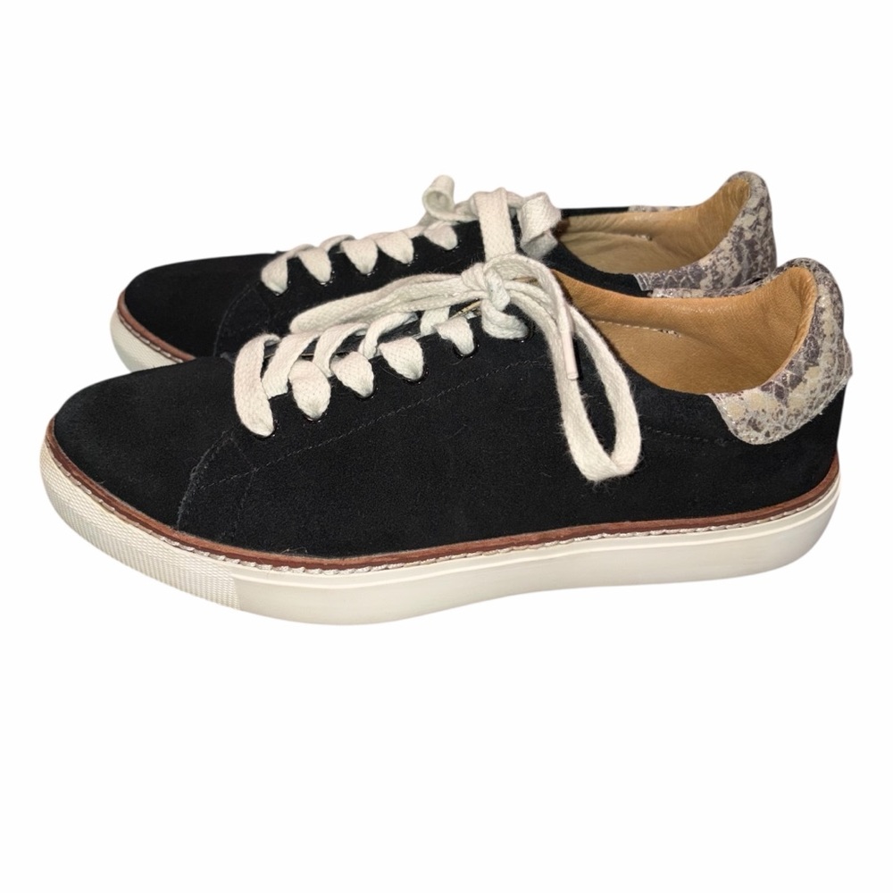 Liebeskind Black Suede Snake Embossed Lace Up Sneakers Shoes size 39
